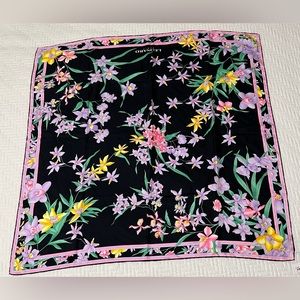 Leonard Paris Jungle Black Silk Scarf (Floral Print)